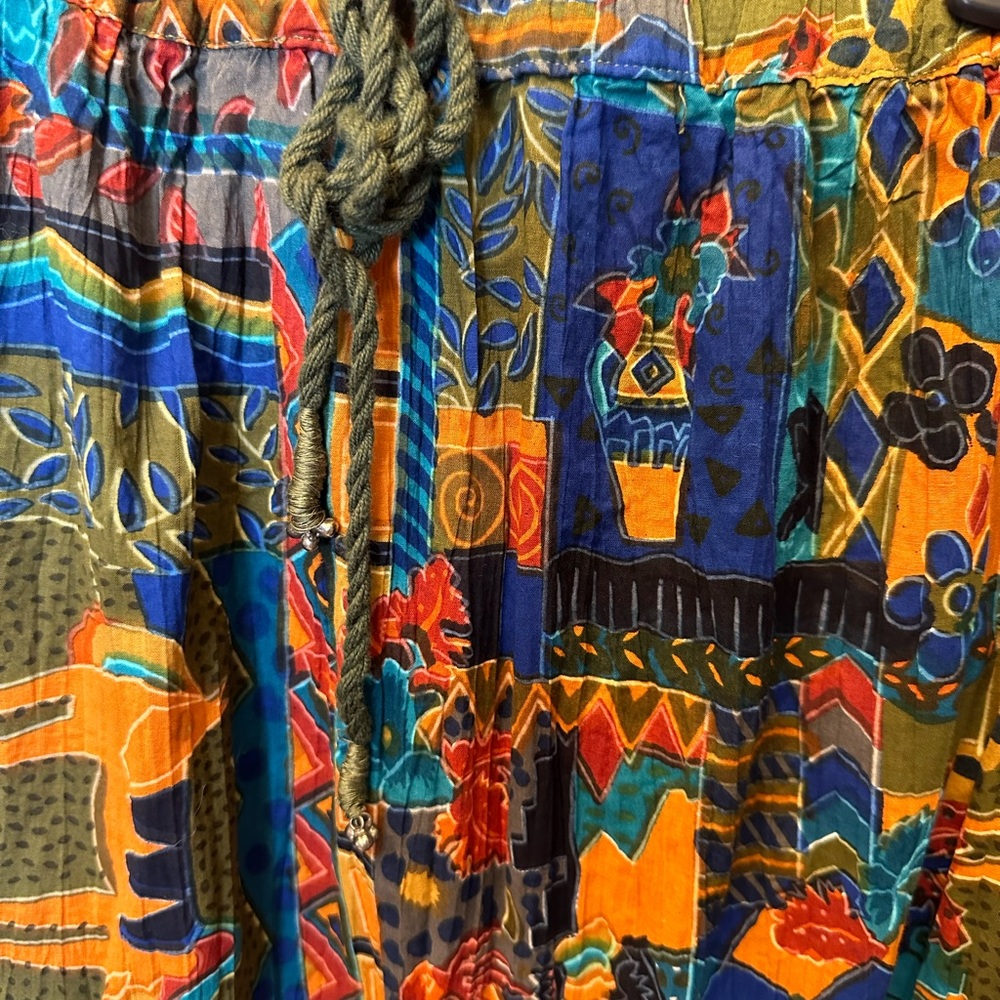 NWT Vintage! Access Tribal Print Crinkle Skirt multicolored size Large - Picture 2 of 12
